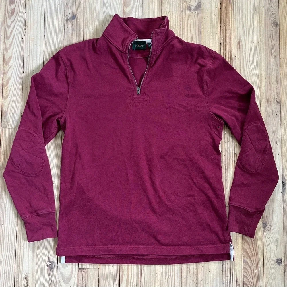 Vintage J.Crew Maroon Utility Casual Quarterzip Jacket with Elbow Patches‎ sz S